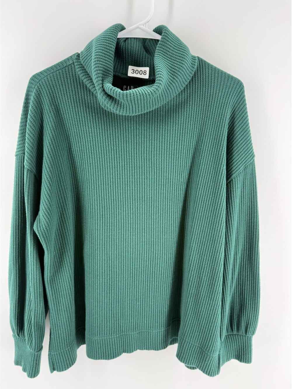 Women’s GAP Green Ribbed Knit Turtleneck Pullover Dolman Sleeve Sweater M